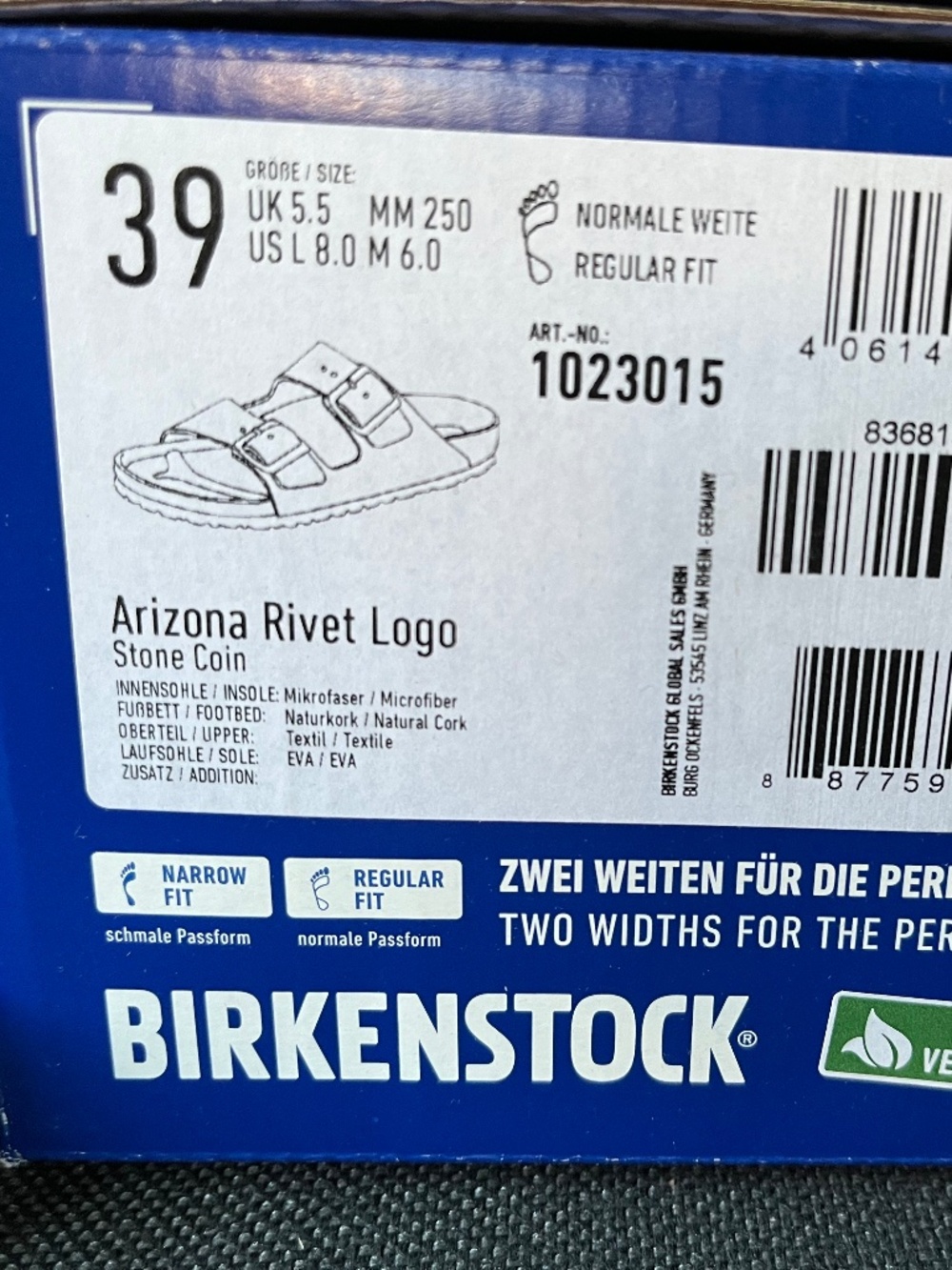 Birkenstock Arizona Vegan Textile size 39 regular/wide - Picture 6 of 6